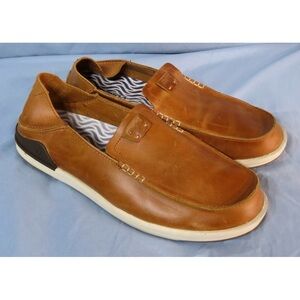 Olukai Mens Kakaha Leather Slip-On Shoes Size US 10.5 / EU 43.5